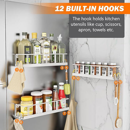 Bunoxea Spice Rack Wall Mounted 3 Pack, Space-Saving Spice Organizer for Spice Jars and Seasonings,Screw or Adhesive Hanging Spice Rack Organizer for Your Kitchen Cabinet,or Pantry Door White