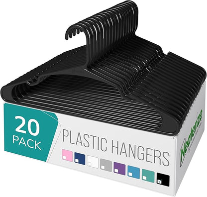 NEATERIZE Clothes Hangers Plastic 20 Pack for Adults - Plastic Hangers, The Perfect Coat Hanger and Space Saving Clothes Hangers for Closet, Percheros Ganchos para Colgar Ropa Hangars - Aqua Hangers