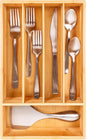 BergHOFF Bamboo Flatware Organizer 5-slot, 13.5" x 8.25", Natural, Fit in any size of drawer, great for spoons, forks, knives, scissors, peelers, chef tools