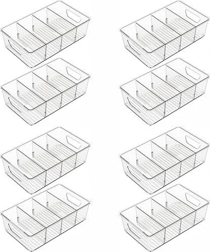 Stackable 8 Pack Snack Organizer for Pantry Shelf,Clear Pantry Organizers and Storage Bins for Fridge,Office,Cupboard,Plastic Pantry Snack Organizer For Breast Milk,Tea Bag,Food Storage Containers