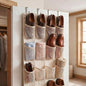 Batiyeer Over the Door Shoe Organizer Cotton Material 24 Large Breathable Mesh Pockets with 4 Pcs Hooks Closet Rack Hanger Holds up to 40 Lbs Space Saving Hanging Storage Holder