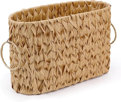Toilet Paper Storage Wicker Paper Basket Bathroom Organizer Toilet Paper Holder Stand for 6 Mage Rolls Wicker Basket for Bathroom Accessories