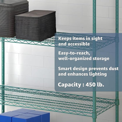 (2-Pack) 24" x 72", Green Epoxy Additional Heavy Duty Wire Shelving, Wire Shelf for Shelving Units, NSF Replacement Shelves for Rack