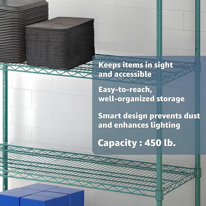 (2-Pack) 24" x 54", Green Epoxy Additional Heavy Duty Wire Shelving, Wire Shelf for Shelving Units, NSF Replacement Shelves for Rack