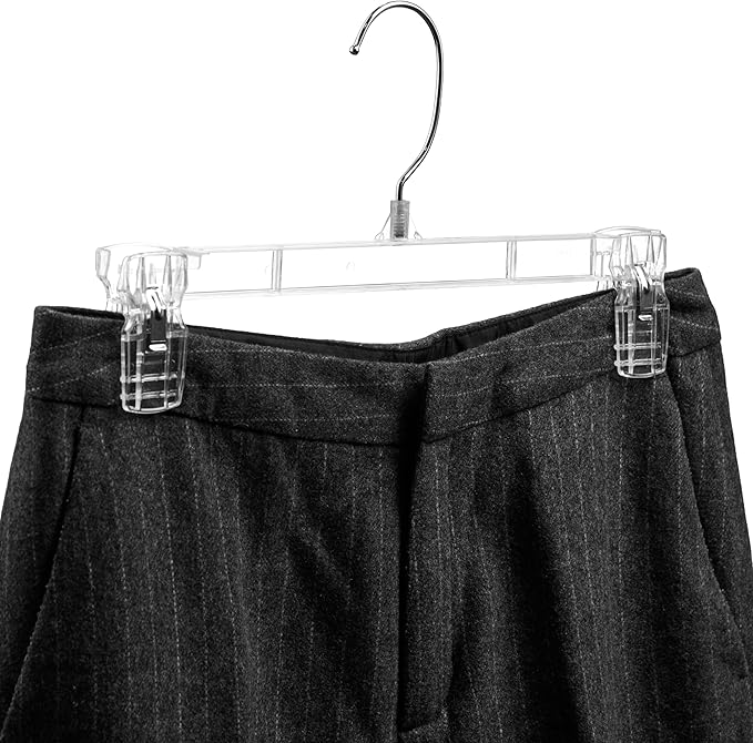 DEILSY™ Pants Hangers with Clips – 12 inch Space Saving Pants Hangers - Stylish Jeans Hangers for Closet Organization - Durable Hangers for Pants, Skirts, Jeans, Shorts, Trousers - 30 Pack