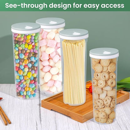 EORTA Plastic Tall Food Storage Spaghetti Noodle Pasta Container with Locking Lid Clear Dry Food Keeper Canister Cereal Crisper Box, Random Color