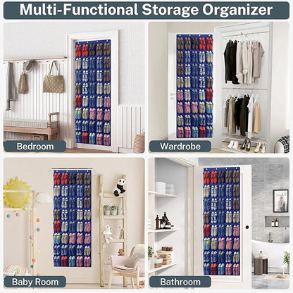 40-Pocket Over the Door Shoe Organizer - Large Mesh Pocket Hanging Shoe Organizer,Behind the Door Shoes Storage Holder Hanger