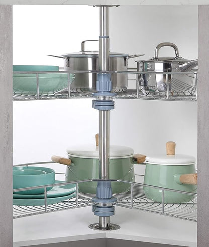 Dowell Base Cabinet Kidney Shape Dia.28 270° Lazy Susan, 2 Shelves, Kitchen Base Corner Cabinet Organizer (Chrome 4001 270 28)