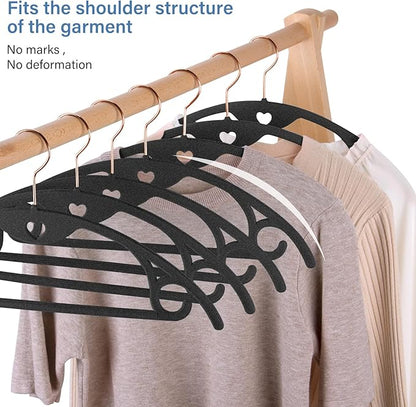 Velvet Hangers 50 Pack: Felt Clothes Hangers Heavy Duty Shirt Sweater Hangers No Shoulder Bump Non Slip Slim Thin Coat Hangers for Closet - Black Grey