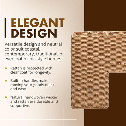 KOUBOO Wicker Step Basket, Natural, Rectangular, 15 x 9.5 x 15.75 in