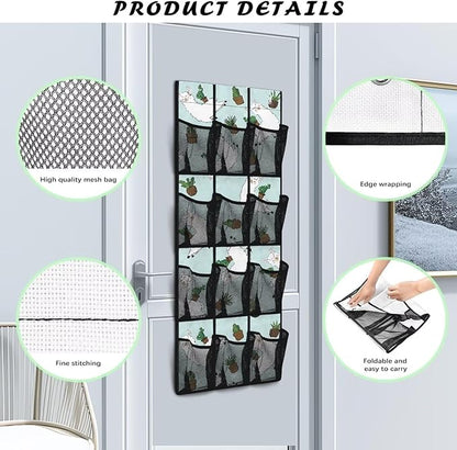 Alpaca Shoe Organizer Over The Door,12 Large Mesh Pockets Hanging Storage Shoe Rack,Hanging Shoe Rack for Door Sneaker Hanger Boot Storage,Breathable Organizer Storage Bag