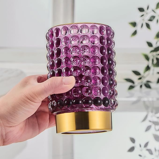 Makeup Brush Holder Organizer,Toothbrush Holders,Desk Pen Pencil Holder,Multifunctional Vintage Glass Brush Cup(A38-12-US/Purple/L)