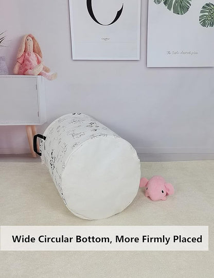 QUEENLALA Large Storage Basket,Laundry Hamper/Bathroom/Home Decor/Collapsible Round Storage Bin,Boys and Girls Hamper/Boxes/Clothing(Round-Zoo)