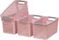 Soddeph Slim Plastic Storage Basket with Handles, Narrow Organizer box for Shelves, Organizer box for Organizing, Kitchen,Home,Office (Pink, Medium)