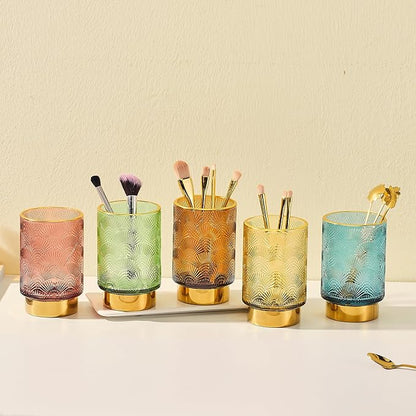 Makeup Brush Holder Organizer,Toothbrush Holders,Desk Pen Pencil Holder,Multifunctional Vintage Glass Brush Cup（A41-1-US）