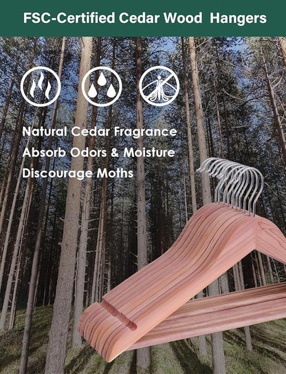 StorageWorks Cedar Wood Clothes Hanger 10 Pack, Wooden Coat Hangers for Shirts, Jackets, Pants, Suits, Sweaters