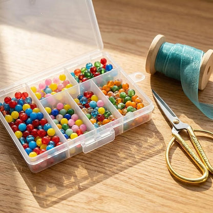 Small Bead Organizer Mini Box Plastic Divided Storage Container with 6 Compartments Craft Jewelry Boxes with Divider Travel Item Containers and Compartment Box for Beads and Accessories