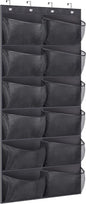 KIMBORA Boots Hanging Shoe Organizer for Closet 12 Extra Large Mesh Pockets Over The Door Shoe Rack for Men Shoes Size 16, Black