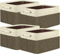 BALEINE 4 Pack Fabric Closet Storage Bins for Shelves, Linen Closet Organizers and Storage, Decorative Baskets for Organizing, Shelf, Clothes, Home, Office (Brown, 12"x8"x8")
