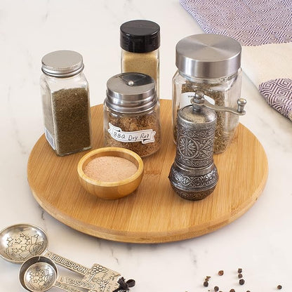 TB Home Lazy Susan Organizer for Cabinet, Pantry or Tabletop – 10" Bamboo Turntable for Kitchen, Counter or Spice Rack Storage