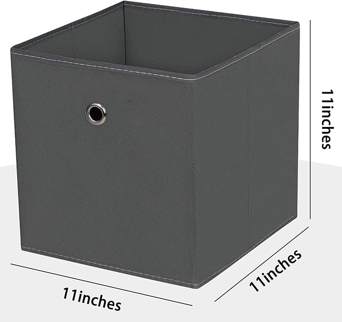 Foldable Storage Cubes Bins ,11 Inch Cloth Storage Cube Fabric Storage Box Cubes Organizer Baskets with Dual Handles for Home Organizer Set of 12 (Grey)