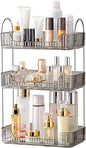 Akinbas 3 Tier Bathroom Organizer Countertop Makeup Perfume Tray Skincare Organizer for Bathroom Dresser Vanity (Grey)
