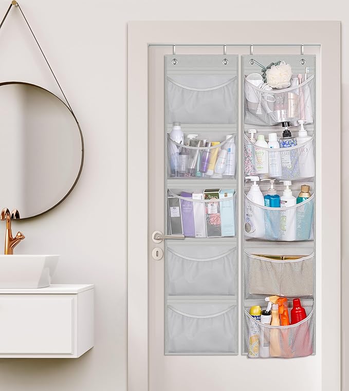 KEETDY Over the Door Organizer Storage for Closet with 5 Pockets Organizer for Bedroom Bathroom, 2 Pack