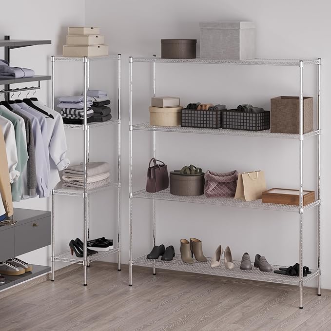 18" Deep x 60" Wide x 74" Height Wire Shelving Kit | 4-Tier | NSF Commercial Storage Rack Unit