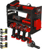 BUILTSTRONG Power Tool Organizer Wall Mount – 3-Tier Heavy-Duty Steel Rack, 4 Drill Slots, Pegboard + Utility Side, 100 lb Capacity – Garage, Workshop & Shed Storage (Black)