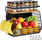 Magnetic Shelf for Fridge,Hanging Wall Basket for Potato Onion Fruit and Vegetable Storage Bins,Large Produce Container Magnetic Spice Rack for Refrigerator Kitchen Counter Pantry,Black