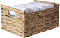 Natural Water Hyacinth Storage Baskets for Organizing Small Wicker Baskets With Handles, Woven rectangle Baskets for Storage Baskets for Shelves, Large Rectangular Towel Basket