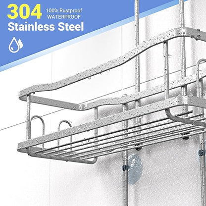 Aitatty Hanging Shower Caddy Bathroom Organizer: Rustproof Shower Shelf Racks Over Shower Head - No Drilling Inside Bath Shower Rack Shelves Over Showerhead for Shampoo with Soap Holder Black