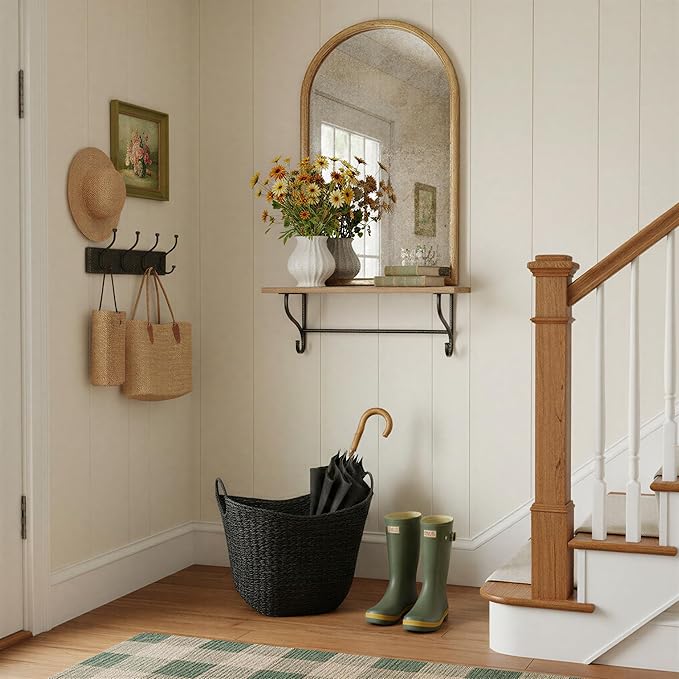 Household Essentials Paper Rope Basket with Handles, Natural Woven Woven Storage Basket, Great for Decoration or Organization