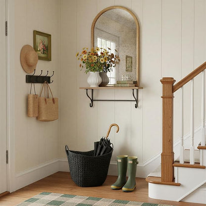 Household Essentials Paper Rope Basket with Handles, Natural Woven Woven Storage Basket, Great for Decoration or Organization