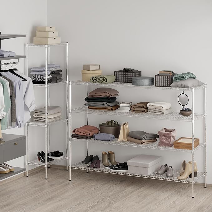 21" Deep x 72" Wide x 54" Height Wire Shelving Kit | 4-Tier | NSF Commercial Storage Rack Unit