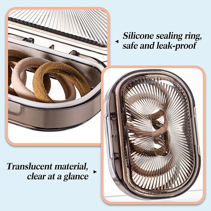 Kigley 4 Pcs Hair Tie Container Small Portable Travel Cotton Swab Holder Flosser Dispenser with Lid Plastic Box Beads Storage Containers for Small Items, 3.94 x 2.76 Inch (Gray)