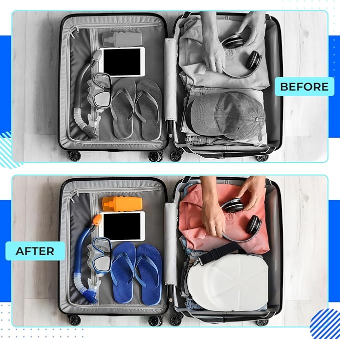 Golf Hats Baseball Caps Travel Case - Hat Carrier & Organizer | White Hard-Shell | Fits 6 Caps | Protect Hats | Ventilated EVA, Double Zipper, Handle & Strap
