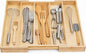 Utensil Drawer Organizer, 5 Compartment Expandable Rubberwood Silverware Tray, Cutlery Drawer Organizer for Kitchen Organization, Wooden Holder for Adjustable Storage