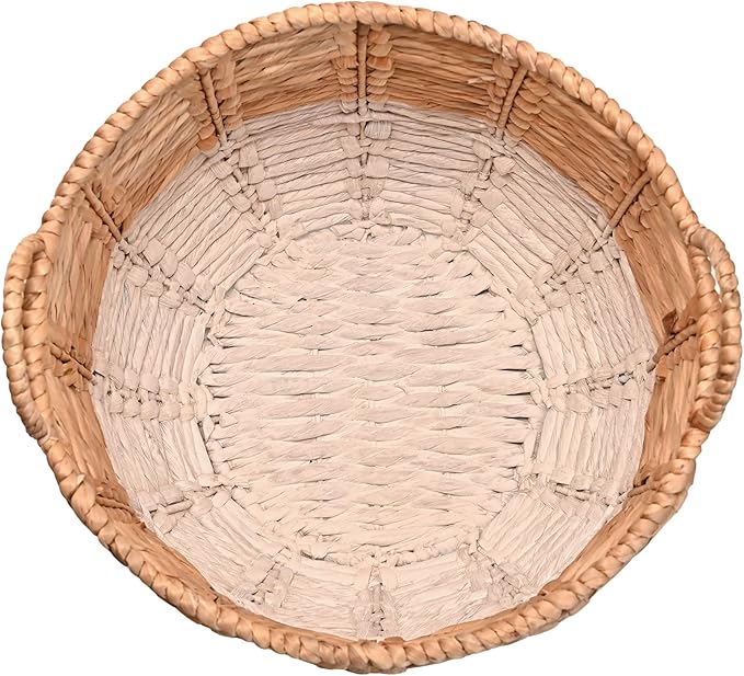 happimess BSK1003E Laurel 19.49" Bohemian Handwoven Abaca Hamper Basket with Handles, Seagrass Container for Decoration in Bedroom, Living Room, Laundry Room, Entryway, Natural, Natural/White