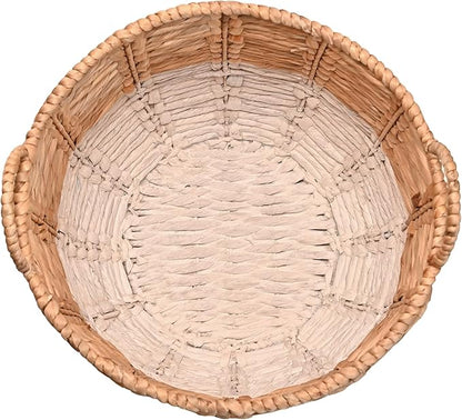 happimess BSK1003E Laurel 19.49" Bohemian Handwoven Abaca Hamper Basket with Handles, Seagrass Container for Decoration in Bedroom, Living Room, Laundry Room, Entryway, Natural, Natural/White