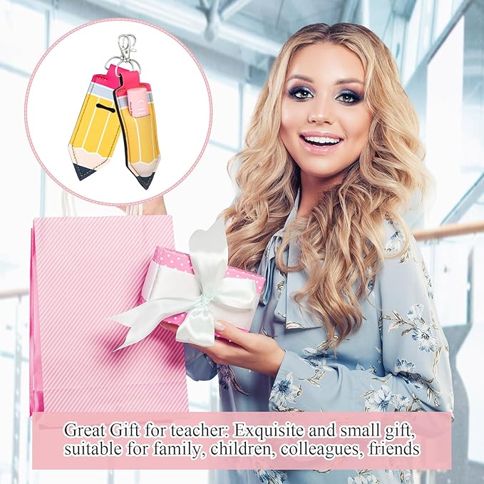 Abbylike Lipstick Holder Keychain Lip Balm Lipstick Keychain Hold Bulk portable Lip Balm Bag with Hook for Women Teacher Gift
