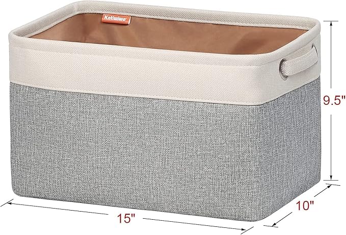 Foldable Storage Bin Collapsible Fabric Storage Basket Cube with Durable Handles Closet Organizer Bins for Organizing Shelves Drawers, Set of 3, 15" x 10" x 9.5", Grey