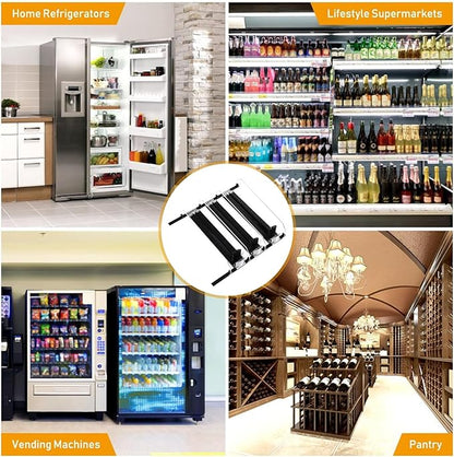 Fridge Drink Dispenser: Adjustable Width, Rainproof Design, Self Pushing Soda Can Organizer, Ideal for Soda and Beer, Black (3Pcs)