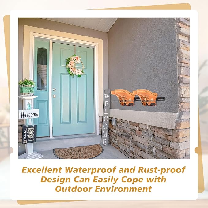 Chunful 6 Pack Wall Mounted Boots Rack Metal Wader Hanger Heavy Duty Shoes Storage Hanging Organizer Holder for Cowboy Boots Shoes Waders Space Saving Entryway Closet Garage Organizer