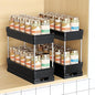 Mystozer Pull Out Spice Rack Organizer for Cabinet, Slide Out Spice Racks Organizer, Easy to Install Spice Cabinet Organizers, 4.33''Wx10.62''Dx8.66''H, 2 Packs-2 Tiers(Black)
