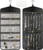 CHICECO Travel Jewelry Holder Organizer,Hanging Jewelry Organizer Storage with Zippered Pockets for Cloest,Jewelry Holder for Earrings, Necklaces (Grey Black)