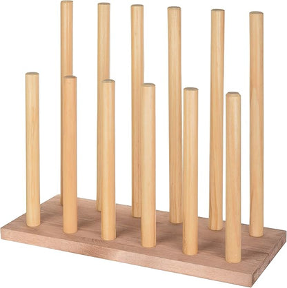 MyGift Natural Brown Wood Entryway Boot Rack Organizer Tall Boots Inverter Holder - Holds up to 6 Pairs