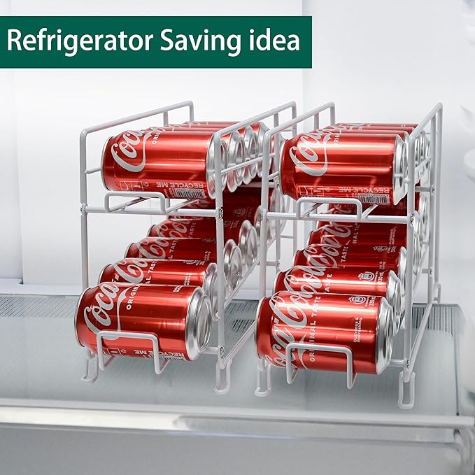 SUFAUY Beverage Can Dispneser Organizer, Stackable Shelves for Storage for Pantry, White - 2 Pack