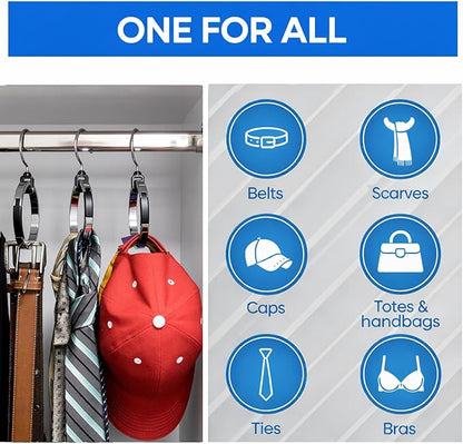 Rolly Hanger® Closet Space Saver – Premium Rotating Aluminum Organizer for Belts, Ties, Hats & Handbags – Heavy Duty 360° Swivel – Declutter & Maximize Storage (3 Pack)