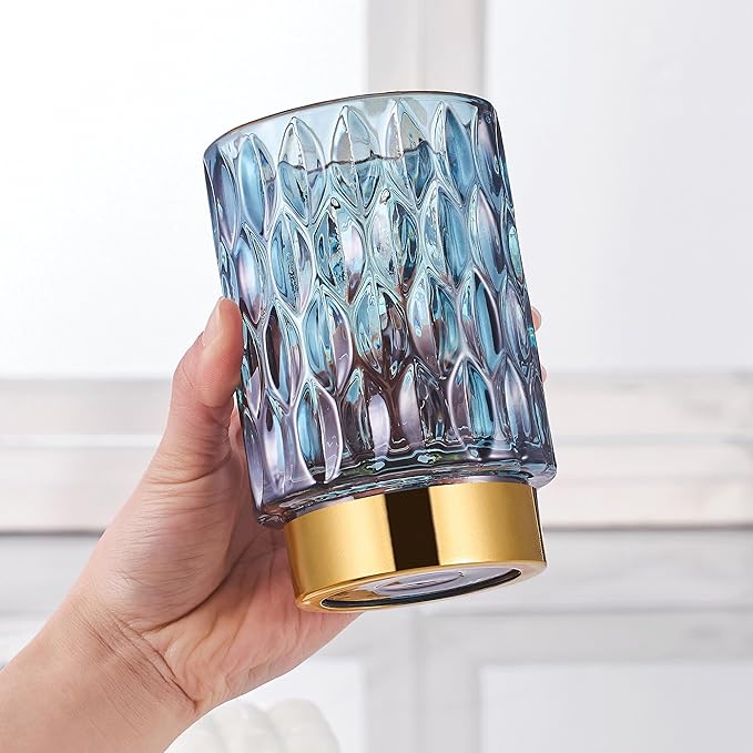 Makeup Brush Holder Organizer,Toothbrush Holders,Desk Pen Pencil Holder,Multifunctional Vintage Glass Brush Cup（A39-7-US）